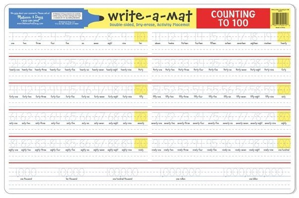 Write-a-Mat - Counting to 100 练字垫 数字1到100