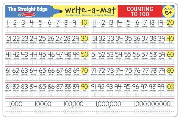 Write-a-Mat - Counting to 100 练字垫 数字1到100