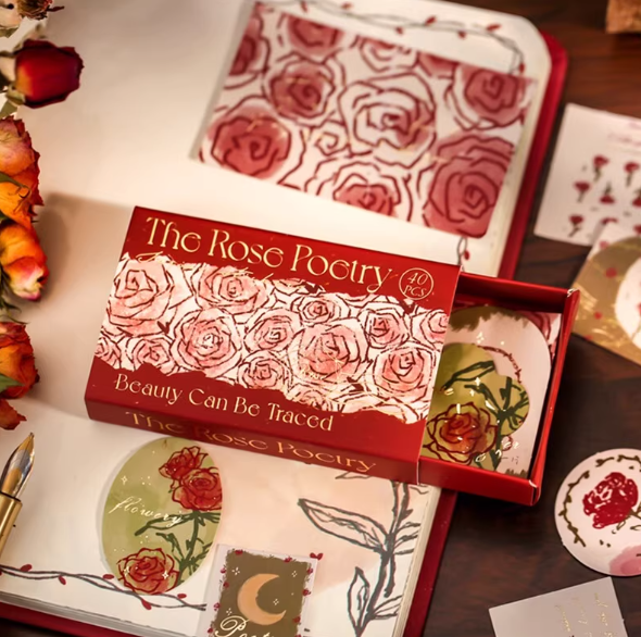 MR.PAPER The Rose Poetry Series Stickers纸先生玫瑰史诗系列盒装贴纸 浪漫花期