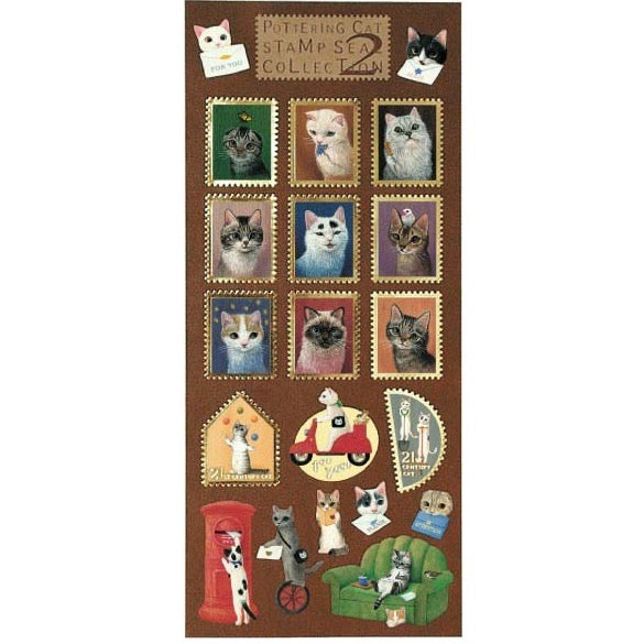 Pottering Cat Stamp Seal Collection 2日本Pottering Cat邮票型封口贴组合 第二组