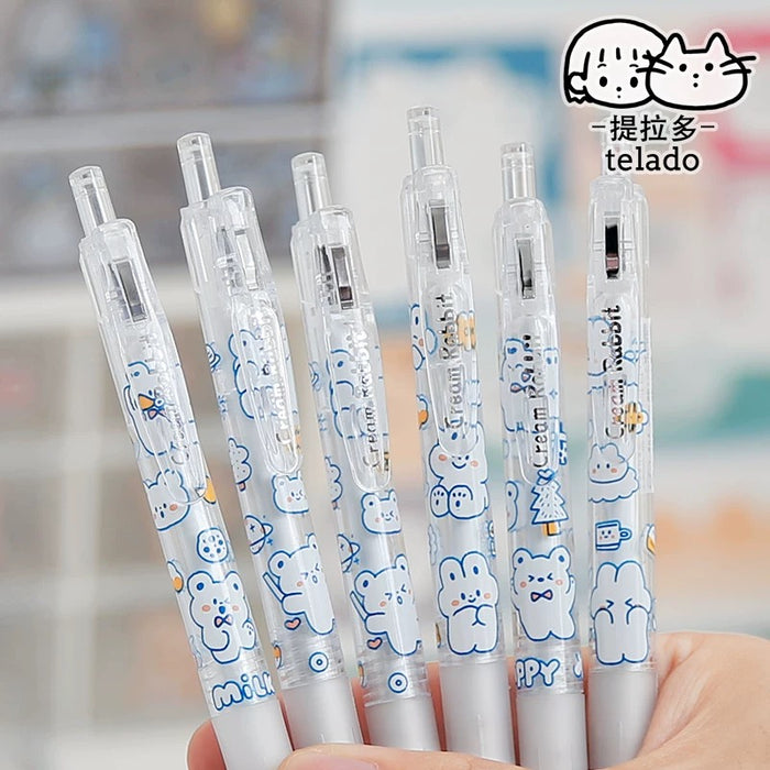 TELADO Gel Pen "Cream Rabbit" 0.5mm Black Random Color奶油兔按动中性笔0.5mm黑色 笔杆颜色随机