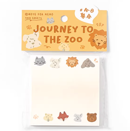 NOTE FOR 100 Sheets Squared Memo 方形便签纸 动物园游记系列 今日聚会