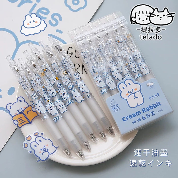 TELADO Gel Pen "Cream Rabbit" 0.5mm Black Random Color奶油兔按动中性笔0.5mm黑色 笔杆颜色随机