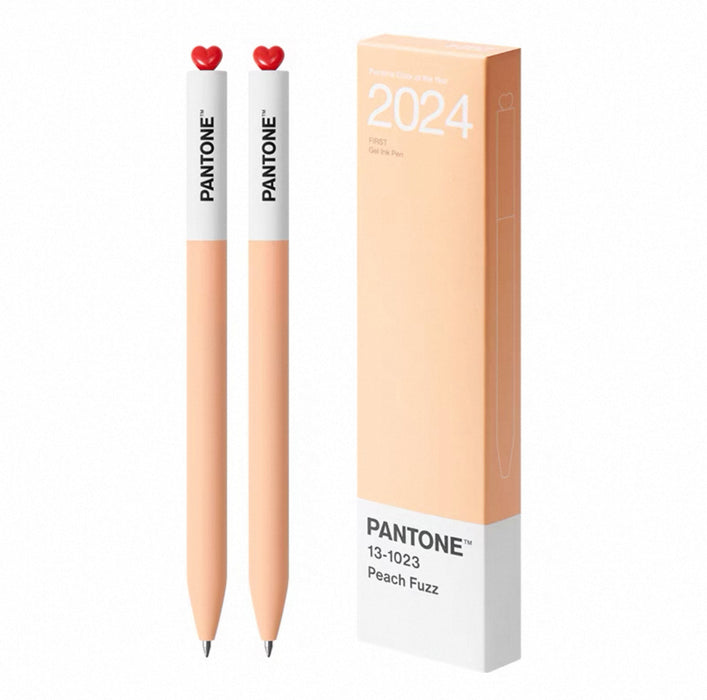 KACO FIRST & PANTONE GEL INK PEN 2024 Peach Fuzz 0.5mm Black 13-1023 2pcs KACO FIRST初心潘通联名款PANTONE年度代表色中性笔0.5mm黑色墨水2支装-2024年 柔和桃
