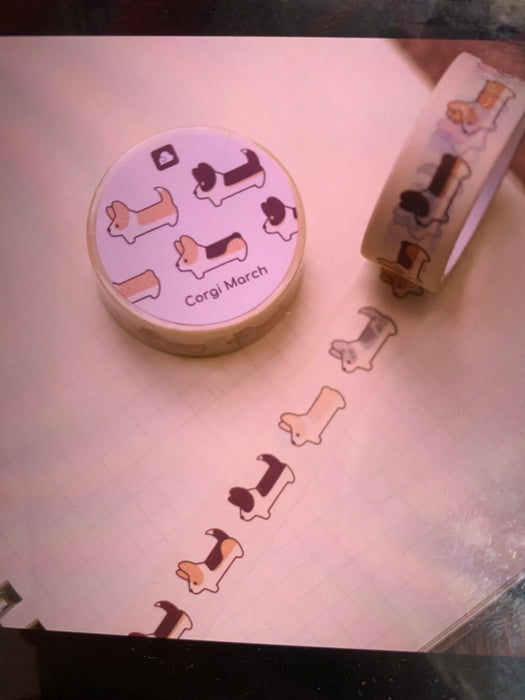washi tape corgi march