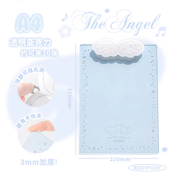 RosyPosy Angel Wings Series Clipboard - A4 Blue 柔设天使板夹文件夹 A4 蓝色
