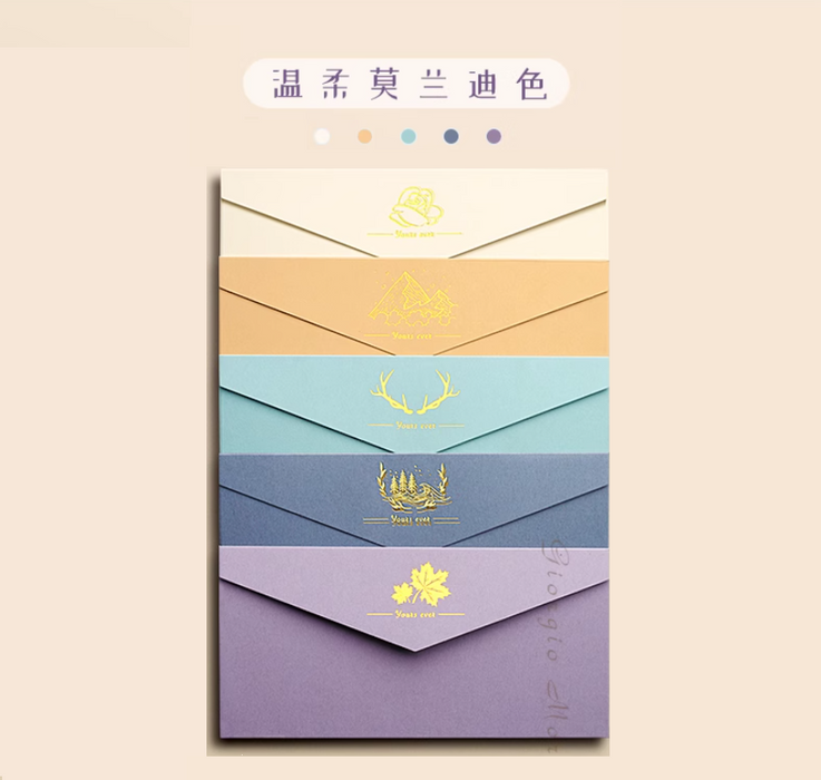 J&F Retro Art Western Envelopes - Morandi Colors 5pcs 简繁西式信封5色装 温柔莫兰迪色
