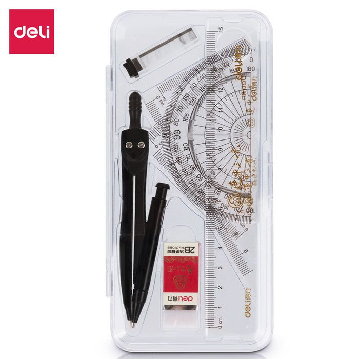DELI 7-Piece Compass Set得力72155连中三元圆规7件套