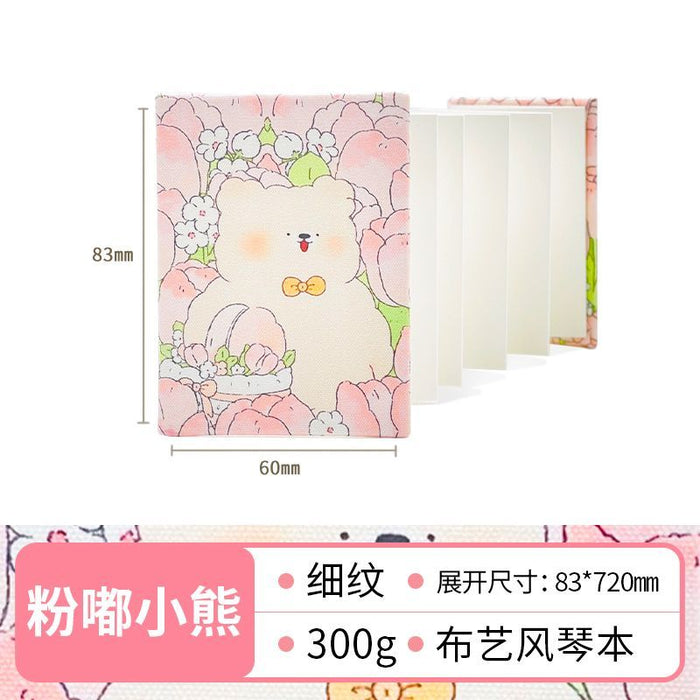 HANDMADE FABRIC WATERCOLOR ORGAN BOOK飞乐鸟手工布艺水彩绘画风琴本 粉嘟小熊