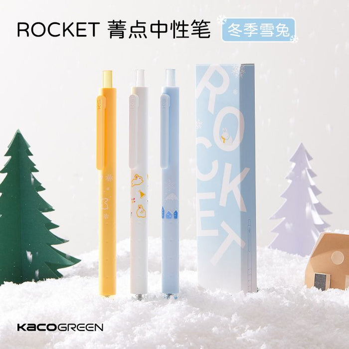 KACO Winter Snow Hare PLASTIC GEL INK PEN - White 限定菁点冬季雪兔 雪树 白色
