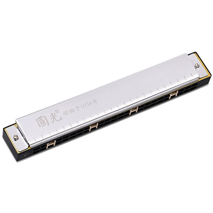 GUOGUANG 24-hole C key Octave Harmonica‌ - Silver 国光24孔重音c调口琴银色