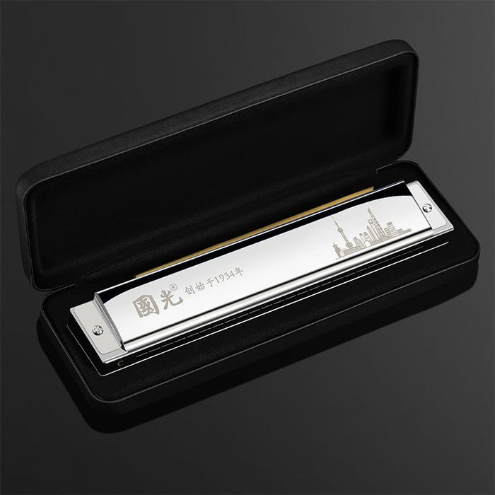 GUOGUANG 24-hole C Key Tremolo Harmonica‌ - Black 国光24孔复音c调口琴雅典黑