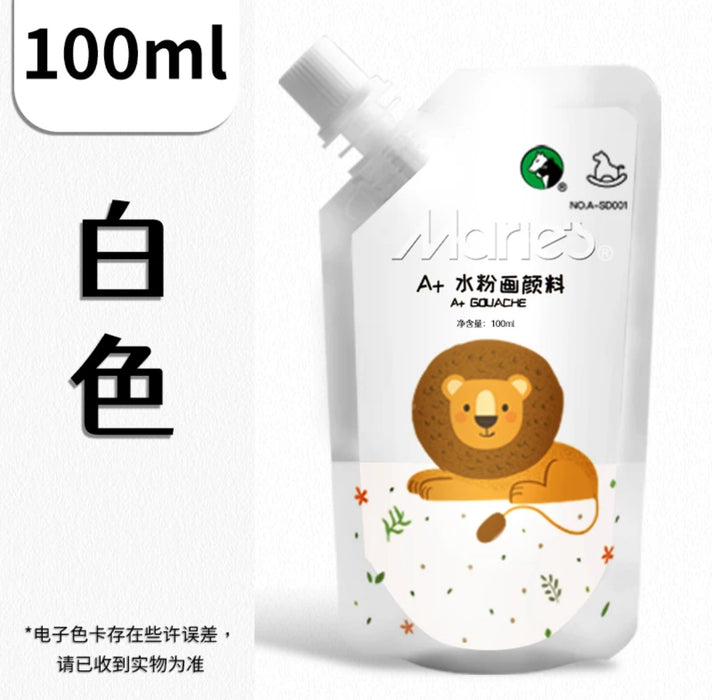 Marie's A+Gouache 马利牌A+水粉颜料 补充装 100ml 白色 White 102