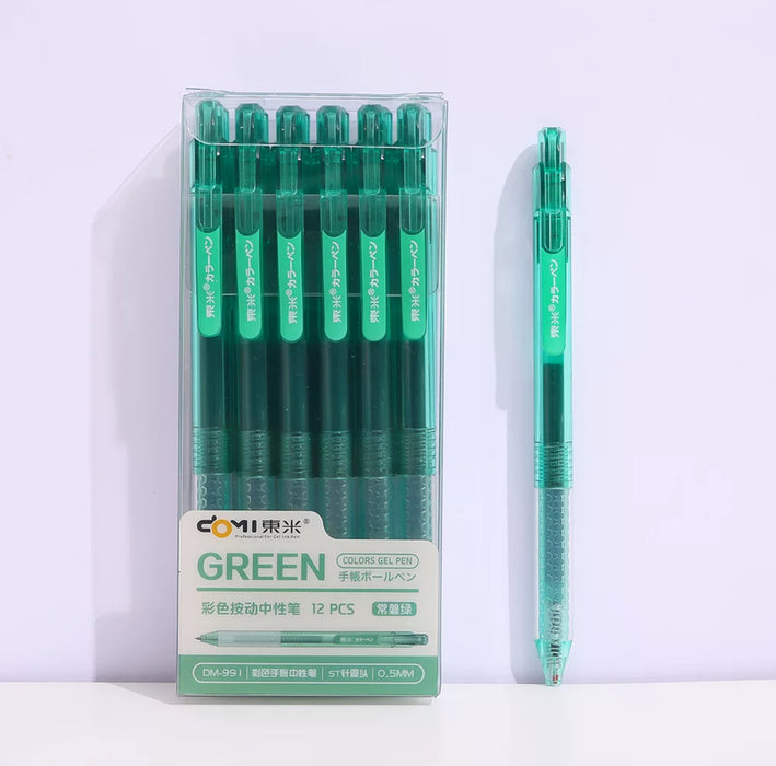 DOMI Color Gel Pen Green东米 彩色按动中性笔 常磐绿