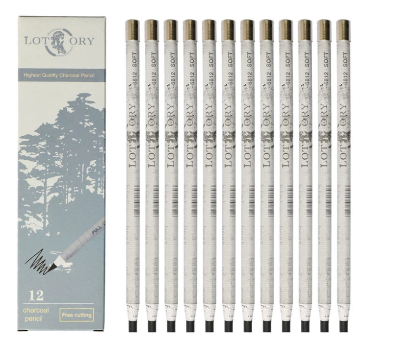 LOTORY Pull Line Charcoal Pencil Soft 1pcs 老人头环保拉线炭笔 软炭 （单支）
