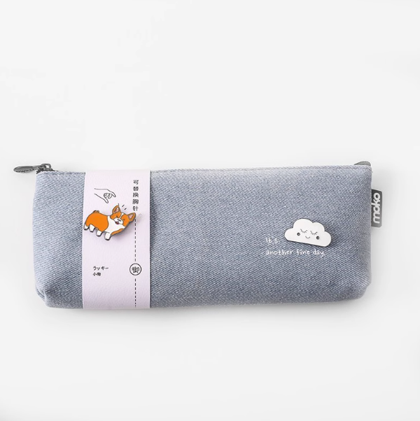 Canvas Pen Bag - Light Blue 三年二班日系帆布笔袋 浅蓝色