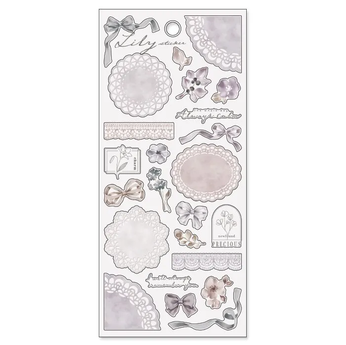 Mind Wave Stickers - Lily 日本MIND WAVE百合图案装饰贴纸 灰色