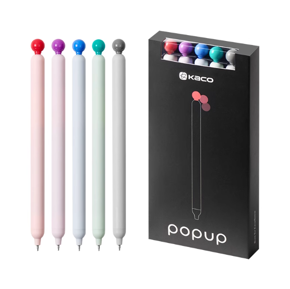 KACO POPUP GEL INK PEN Set 0.5mm Black Ink - 5pcs KACO灵悦 混色5支装中性笔0.5mm黑色墨水