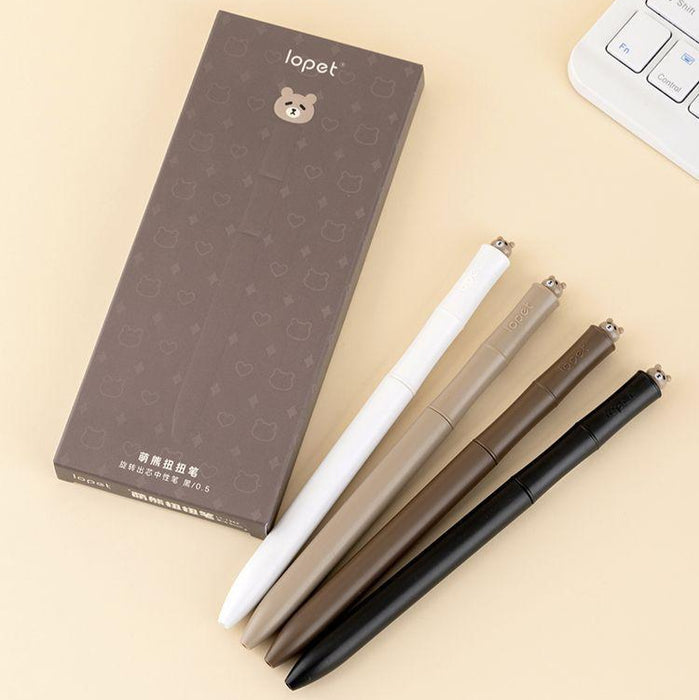Lopet Cute Bear Style Rotate Gel Pen Black乐派萌熊扭扭笔中性笔可爱竹子笔黑色