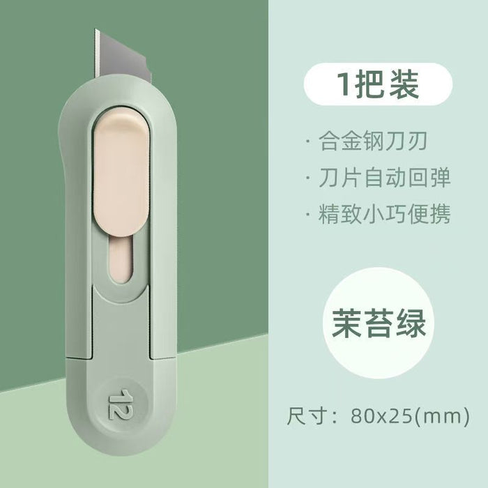 Deli Nusign Self Retractable Mini Cutter Knife 1PCS Green 得力纽赛迷你便携式自回弹美工刀 茉苔绿