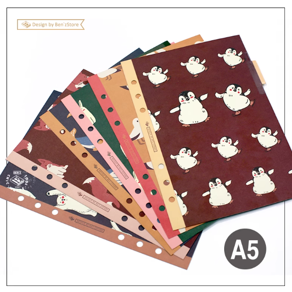 BENZSTORE LOOSE LEAF INDEX - Animals 本字时多复古小动物标准6孔活页本索引页 A5 6张