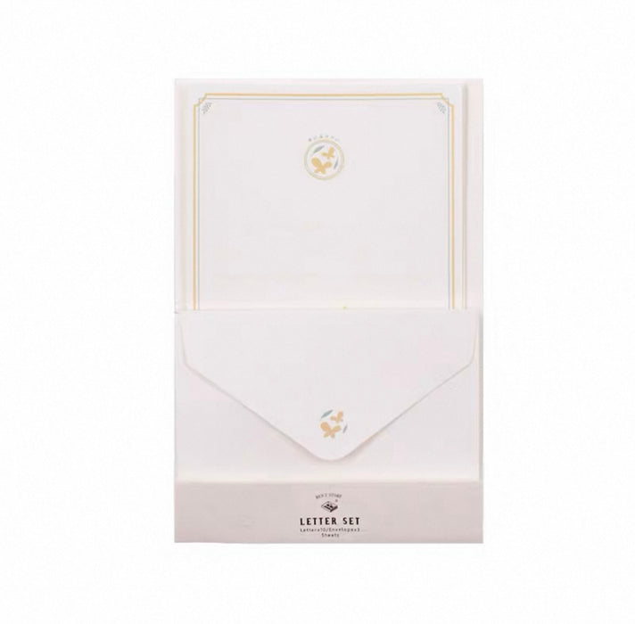 BENZSTORE Artistic Letter Paper & Envelopes Set 日系小清新文艺信纸信封套装 信纸10张信封3枚 蝶