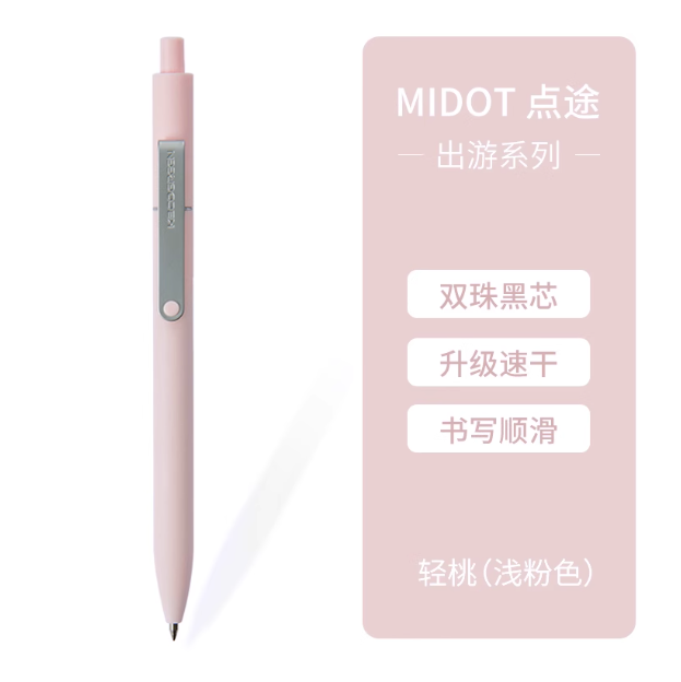 KACO MIDOT Series Metal Clip Fast Drying Gel Ink Pen Set - 0.5mm Black Ink 5pcs KACO MIDOT点途 出游系列速干按动中性笔5支套装