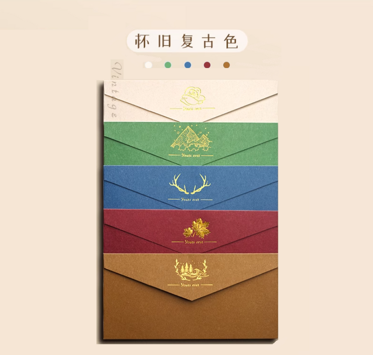 J&F Retro Art Western Envelopes - Vintage Colors 5pcs 简繁西式信封5色装 怀旧复古色