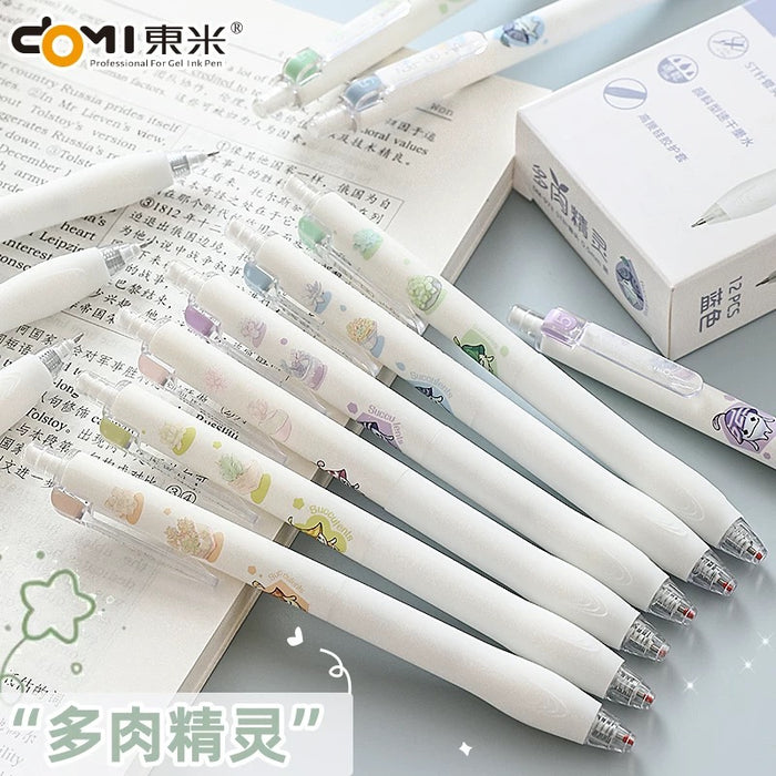 DOMI 973 "Succulents" Gel Pen Random Color 东米973多肉精灵按动中性笔ST速干 颜色随机
