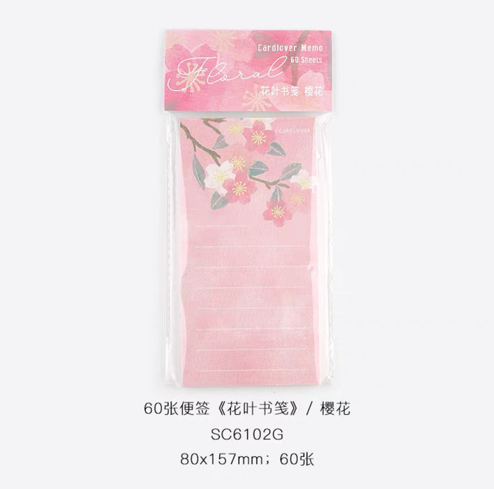 CardLover Artistic Memopad 60sheets 信的恋人便签本 花叶书笺 樱花 60张 80x157mm