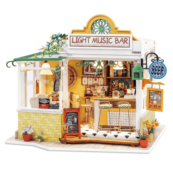 ROLIFE Light Music Bar DG147 3D Wooden Puzzle 若来DIY手工拼装模型 DG147 光影故事·酒吧