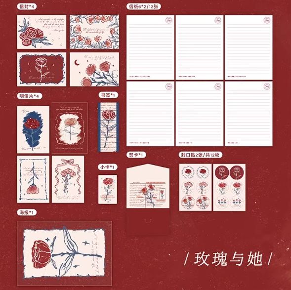 MR.PAPER Rose Manor Series Letterform - Rose With Her 纸先生玫瑰庄园信签集 玫瑰与她