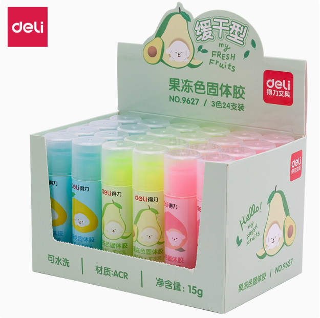 DELI No.9627 Fruit Color Glue Stick - 15g得力9627果冻色固体胶 15g