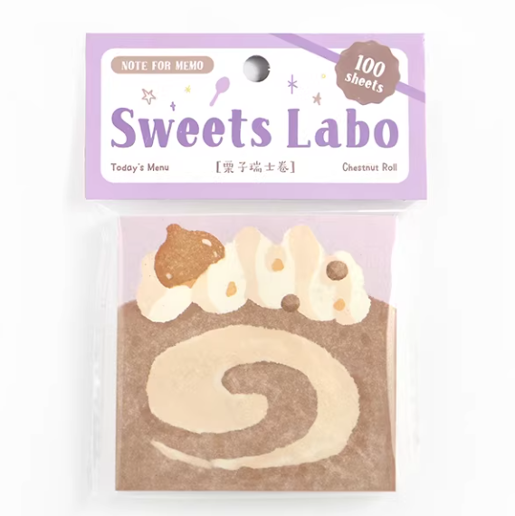 NOTE FOR 100 Sheets Squared Memo 方形便签纸 甜点研究室系列 栗子瑞士卷