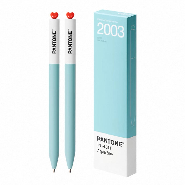 KACO FIRST & PANTONE GEL INK PEN 2003 Aqua Sky 0.5mm Black 14-4811 2pcs KACO FIRST初心潘通联名款PANTONE年度代表色中性笔0.5mm黑色墨水2支装-2003年 天蓝