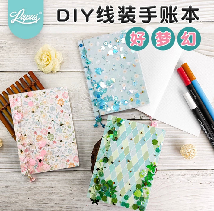 PAPUS Thread-bound Notebook DIY Pack 梦幻手工传统线装本diy手账本日记本格子本 粉碎花