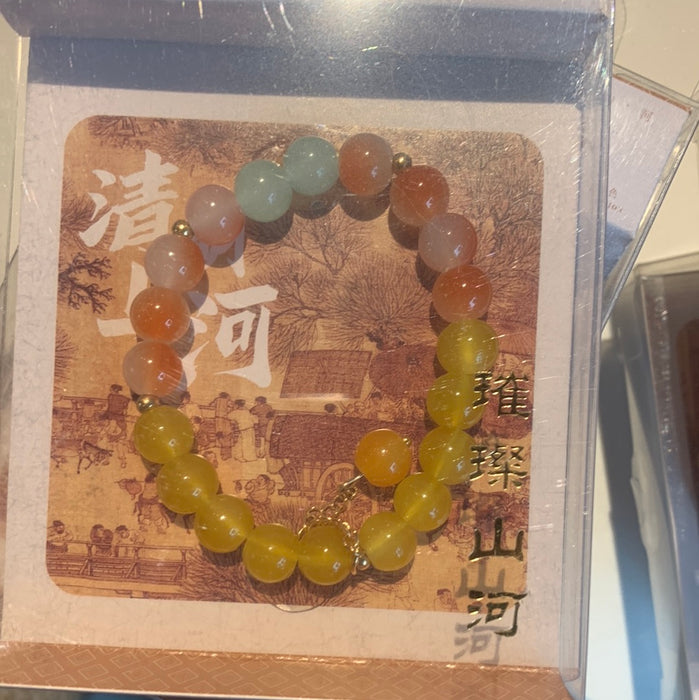 Beaded bracelet featuring the Riverside Scene at Qingming Festival清明上河串珠手链