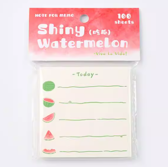 NOTE FOR 100 Sheets Squared Memo 方形便签纸 闪亮的西瓜系列 吃瓜