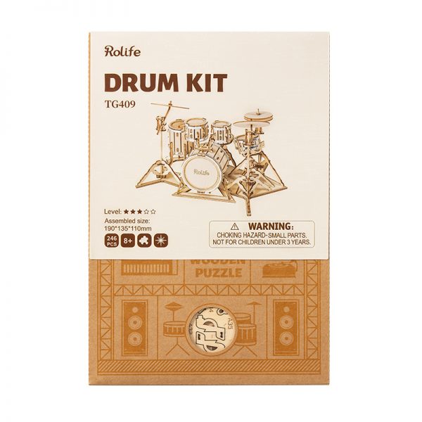 ROLIFE Drum Kit TG409 3D Wooden Puzzle 若来DIY手工拼装模型 TG409 架子鼓