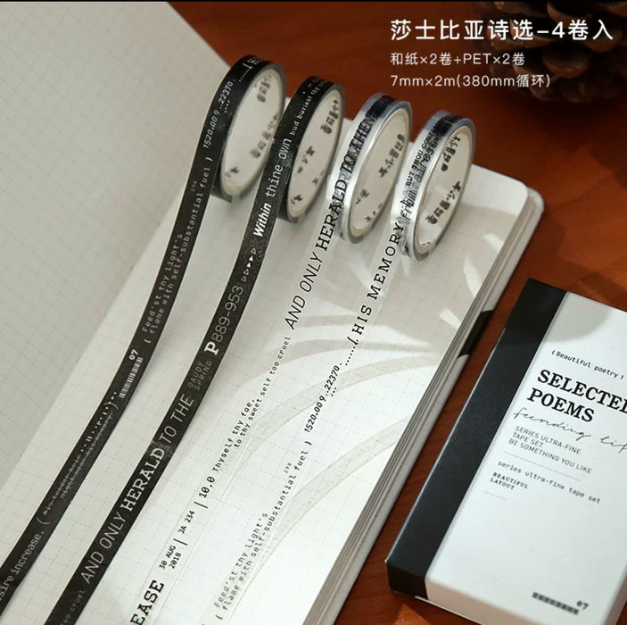 Decorative Tape 诗的节选英文拼贴特细胶带 莎士比亚诗选