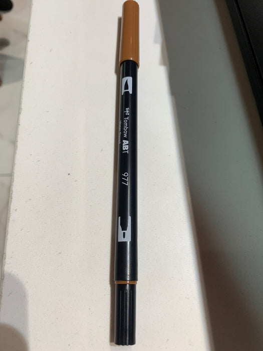 Tombow 56615 Dual Brush Pen Art Marker, 977 - Saddle Brown, 1 Pack. Blendable, Brush & Fine Tip Marker
