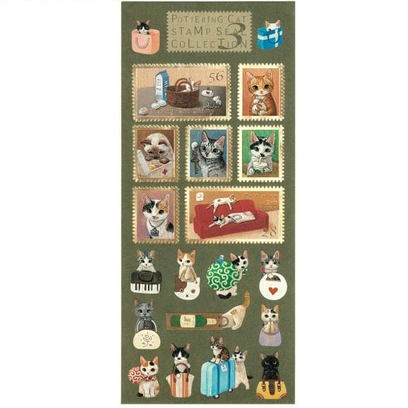 Pottering Cat Stamp Seal Collection 3日本Pottering Cat邮票型封口贴组合 第三组