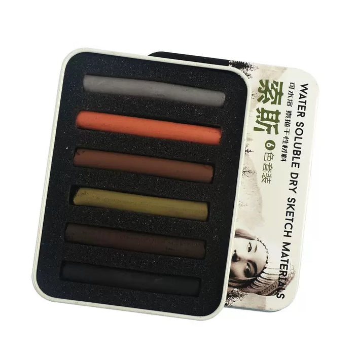 COYC WATER SOLUBLE DRY SKETCH MATERIALS - 6 colors Set索斯 素描精炭条 6色套装