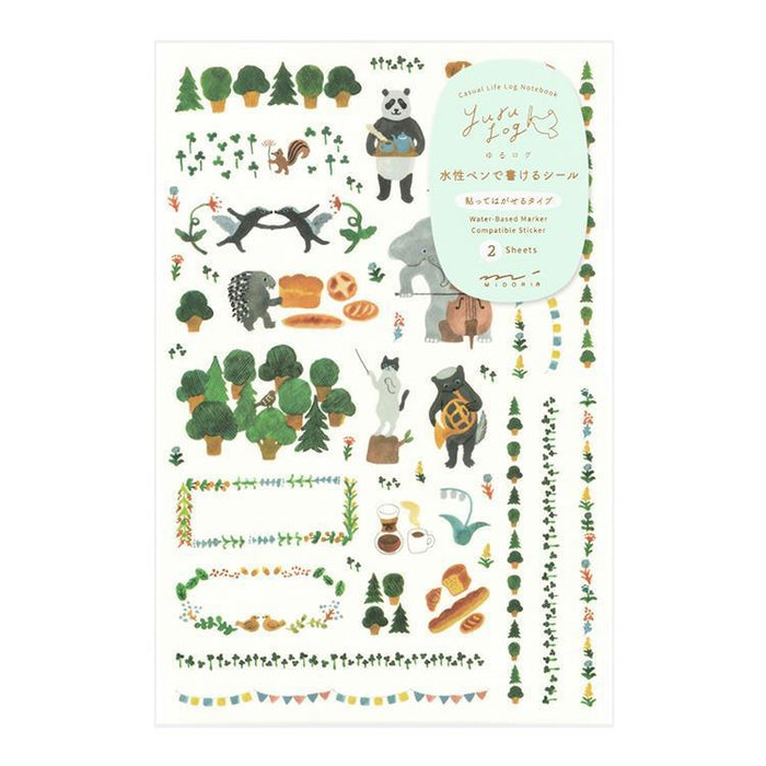 Midori Yuru Log Decoration Sticker Set - Forest Animals (2 Sheets) 日本MIDORI Yuru Log系列装饰贴纸 森林动物 2页装