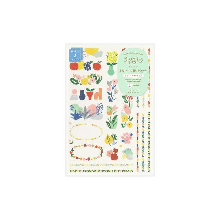 Midori Yuru Log Decoration Sticker Set - Motif Texture (2 Sheets) 日本MIDORI Yuru Log系列装饰贴纸 织物图案 2页装