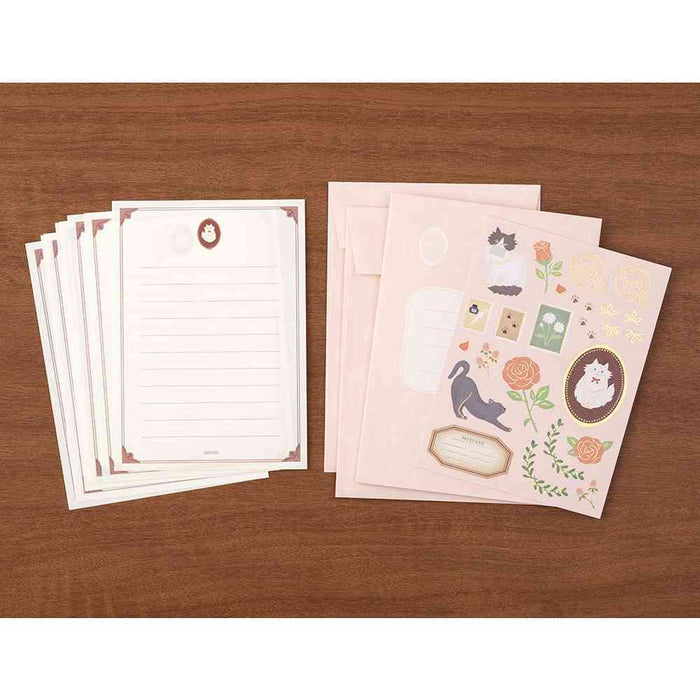 MIDORI Letter Set with Decorative Stickers - Cat 日本MIDORI信封信纸贴纸套装 猫咪图案