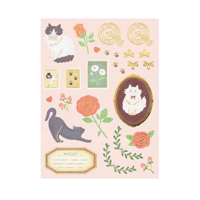 MIDORI Letter Set with Decorative Stickers - Cat 日本MIDORI信封信纸贴纸套装 猫咪图案