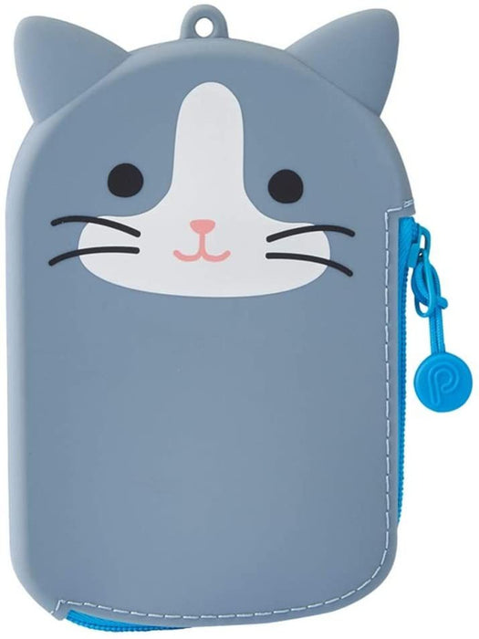 LIHIT LAB. SMART FIT PuniLabo Pass Pouch - Gray cat 日本喜利PuniLabo 硅胶零钱袋 灰猫