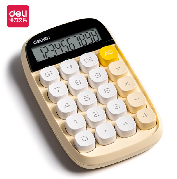 DELI TE35 Electronic Calculator - Yellow 得力TE35桌上型计算器 黄色