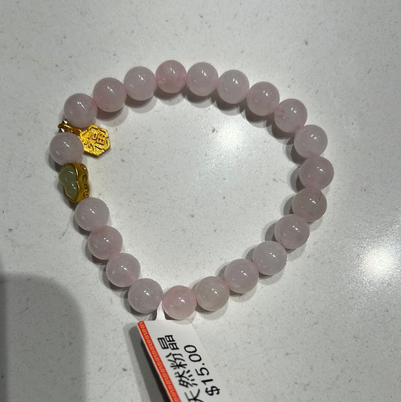 天然粉晶设计款单圈手串